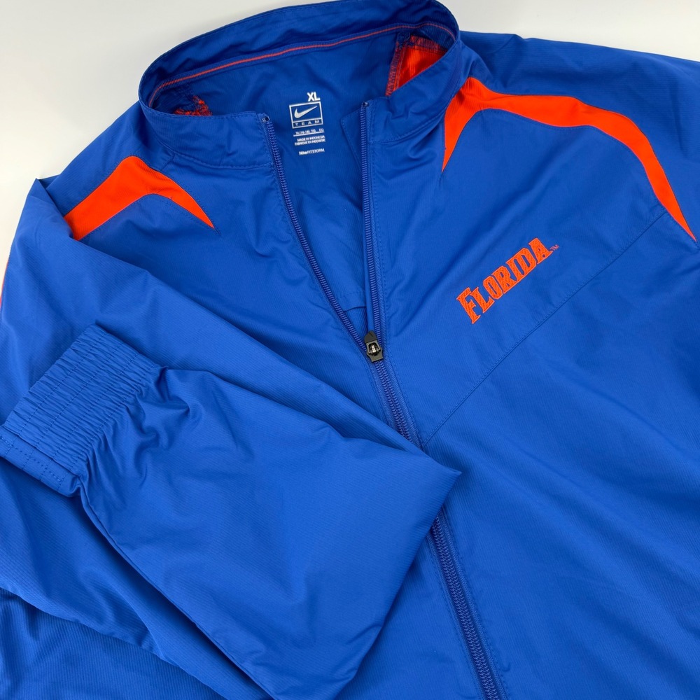 Nike Florida Gators Team Men's XL Full Zip Windbreaker Jacket‎ Royal Orange